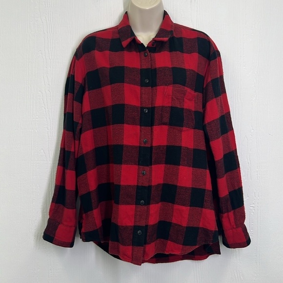 Madewell - Oversized Ex - Boyfriend Side Placket Buffalo Check Button Down Med - Picture 2 of 10